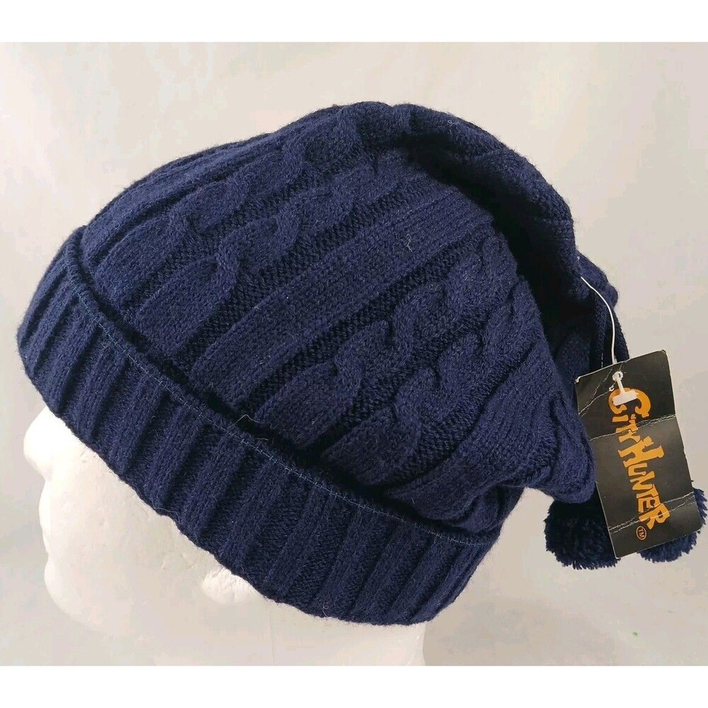 City Hunter Manga Anime Navy Blue Winter Beanie Triple Tasseled Hat-NEW w/Tags!